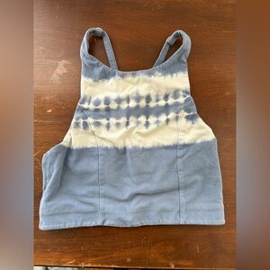 Aerie small high neck racerback blue tie dye cotton blend sports bra